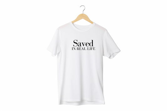 Short Sleeve T-Shirt White "Saved In Real Life"